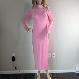 AFRM Marni Turtleneck Mesh Dress Size Small Pink Sheer Lined Long Sleeve NWT